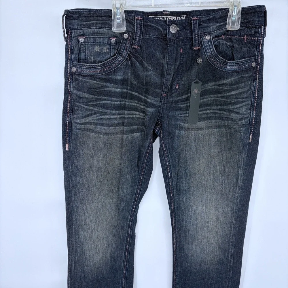 Affliction Gage Jeans Size 34 Mens Denim Biker Grunge Distressed Grunge Dark Y2K